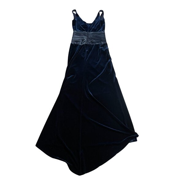 T Tadashi Shoji Velvet Gown maxi dress size 4 S small midnight navy blue holiday - Picture 12 of 12
